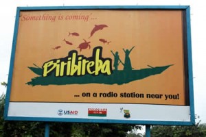 Billboard advertizing the radio show Biribireba