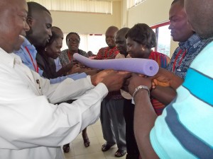 Class participants test their teamwork skills through simple, fun yet instructive exercises. August 2015