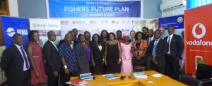 Group photograph of all partners of Fishers Micro-Insurance Scheme, after LOC Signing Event