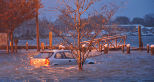 Car stranded in flood waters