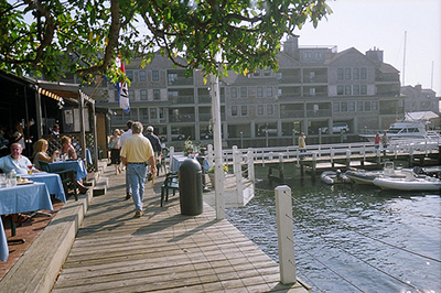 A public walkway along the waterfront in Newport Harbor. (credit: RI Sea Grant)